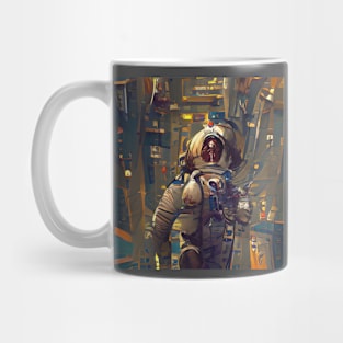 astronaut standing in space station Mug